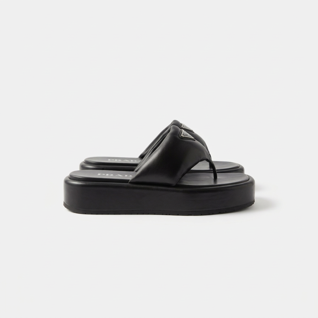 Super Flea Market+Prada+black leather sandals+super friend 5